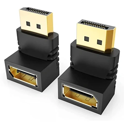 Abbildung von J&amp;D 90 Grad und 270 DisplayPort Adapter, 2er Pack Vergoldeter Rechtwinkliger Stecker auf Buchse (DP) Konverter 4K DP Adapter