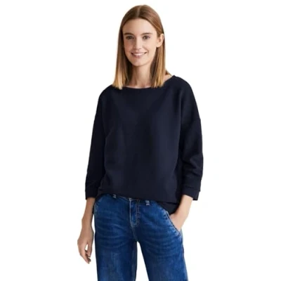 Abbildung von Street One Struktur MIX Langarmshirt, Damen, Größe: 34, Blau