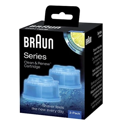 Abbildung von Braun 3 in 1 ShaverCare Reinigungskartuschen für Reinigungsstationen, reinigt Rasierer 10x besser als Wasser, ORIGINAL Kartusche, hygienische Reinigung, Entfernt Haare und Hautpartikel, 2er Pack