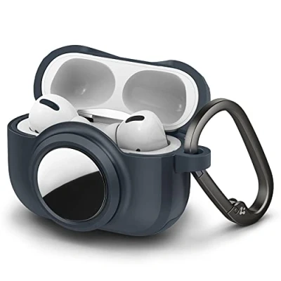 Abbildung von Spigen Tag Armor Duo Hülle Case kompatibel mit AirPods Pro und AirTag Metal Slate