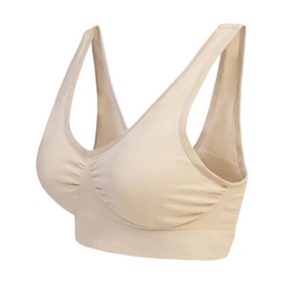 Abbildung von Boolavard ® Sport BH und Wohlfühl Bra nahtlos in Farbe Weiß Schwarz Beige (XXL: 116 121cm (90C 100A), Beige)