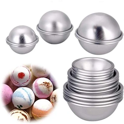 Abbildung von PDTO 8 Sets 16 Stücke Bath Bomb Molds Kit, Aluminium Badekugeln Form Seifenform Molds, DIY Gießformen für Hausgemachte Badebomben