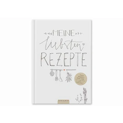 Abbildung von Großes XXL Rezeptbuch in A4 zum Selberschreiben Meine liebsten Rezepte DIY Kochbuch, Backbuch schreiben, Design Weiß, Recyclingpapier, Premium Hardcover, robuste Bindung, 21.5 x 30.2 1.5 cm
