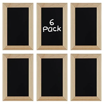 Abbildung von Belle Vous 6 Stk Mini Kreidetafel 15 x 10 cm Naturbelassene zum Aufhängen mit Holzrahmen Beschriften für Küche, Preisschilder, Hochzeit, Gastronomie, Event Deko