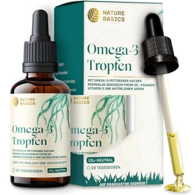 Abbildung von Veganes Omega 3 Algenöl 100 ml Tropfen hochdosiert / 1158 mg DHA &amp; 579 EPA/Zitrusaroma/Hochwertig gewonnen aus Algen/Zertifiziert Nachhaltig