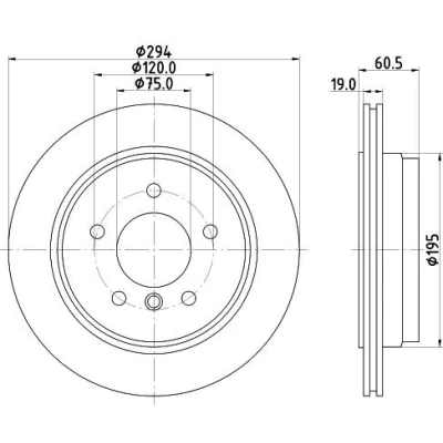 Abbildung von HELLA PRO 8DD 355 112 271 Bremsscheibe 294 19 05/06 120 außenbelüftet beschichtet ohne Radbefestigungsbolzen, Radnabe BMW: 3 Saloon, Touring