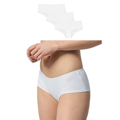 Abbildung von Snocks Hipster Damen (3X) Unterwäsche Slip aus Baumwolle 3X Weiß Gr. XS Unterhosen Frauen Sexy Mdächen Weiss