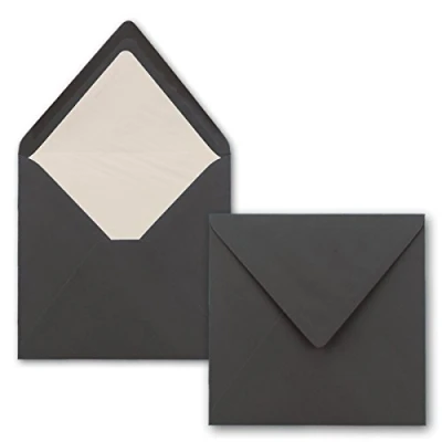 Abbildung von 50x Briefumschläge Quadratisch 16 x cm in Graphit (Grau) Umschläge mit weißem Seidenfutter Kuverts ohne Fenster &amp; Nassklebung Für Einladungskarten zu Hochzeit und Geburtstag