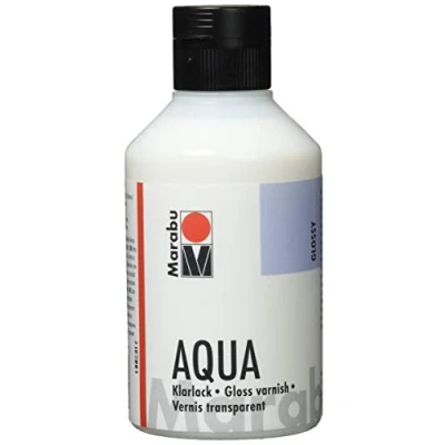Abbildung von Marabu 11350013000 Farbloser aqua Klarlack, transparent 250 ml Flasche, hochglänzender Acryl Lack auf Wasserbasis, für Hobby und Freizeit, zum Lackieren vieler Bastelarbeiten Materialien