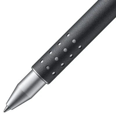 Abbildung von LAMY swift Tintenroller 335 aus Edelstahl in mattem Lack Finish ohne Verschlusskappe mit versenkbarem Clip Inkl. Mine M 66 B blau