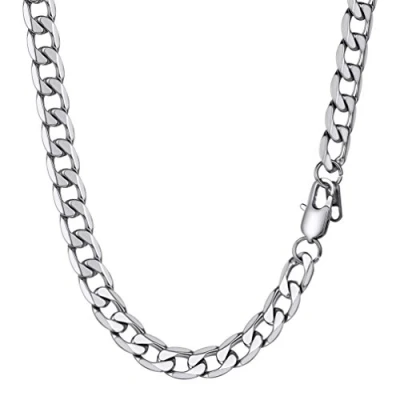 Abbildung von PROSTEEL Herren Halskette Edelstahl Panzerkette 9mm Breite schwer Glieder Link Gliederkette Hip Hop Kette, 51CM lang, Silber