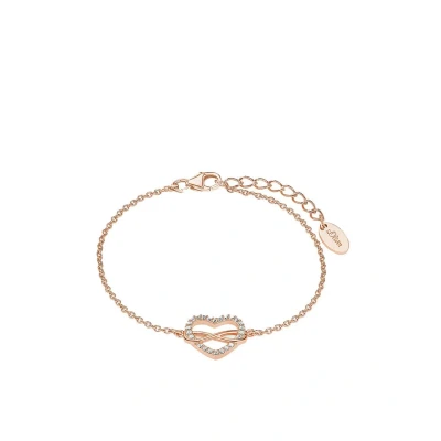 Abbildung von s.Oliver SO PURE Armband für Damen mit Herz Anhänger und Infinity Symbol, Zirkonia / 925 Sterling Silber, Rosé vergoldet, Länge: 17 20 cm