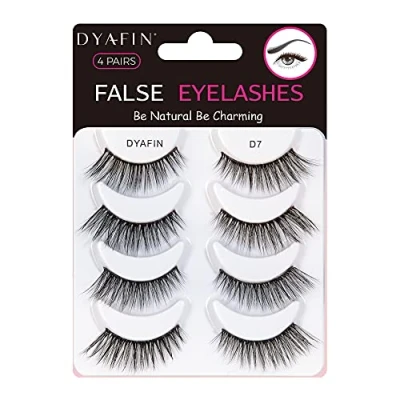 Abbildung von DYAFIN 3D Wimpern 4 Paar, Natürliche Künstliche Set Fake Lashes Wiederverwendbar Handgemachte Leichte Falsche