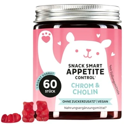 Abbildung von Appetitkontroll Gummibärchen Chrom Picolinat &amp; Cholin hochdosiert, mit Carob Extrakt, Ballaststoffen Pflanzenextrakten 60 Stück Vegan ohne zugesetzten Zucker Bears with Benefits