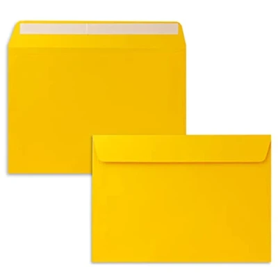 Abbildung von 75x Briefumschläge DIN C5 Honiggelb (Gelb) 16,2 x 22,9 cm Haftklebung Edle Kuverts für große Einladungen und Karten zum Geburtstag oder Hochzeit