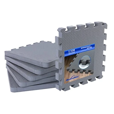 Abbildung von BodenMax Sportmatte Puzzlematte Schutzmatten Fitness Pool Unterlegmatte 30x30x2.5cm grau 6 Stück