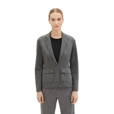 Abbildung von TOM Tailor IN melange Optik Blazer, Damen, Größe: Large, Shady grey