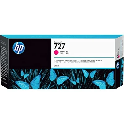Abbildung von HP 727 Magenta 300 ml Original DesignJet Druckerpatrone (F9J77A) mit hoher Kapazität, Tinte für Großformatdrucker der Serien T2500, T1500 &amp; T900 sowie den Druckkopf
