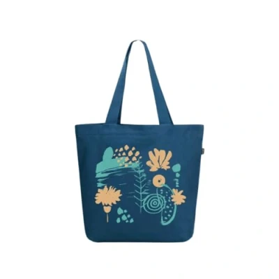 Abbildung von Ecoright Aesthetic Canvas Tote Bag for Women Large Zipper Bags with Pocket, School, Work, Beach, Yoga, Gifts, Womens Bag, Happy Flowers, One Size, Utility
