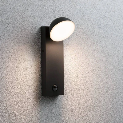 Abbildung von Paulmann 94739 LED Außenleuchte Wandleuchte Puka seewasserresistent IP44 rund 110x125mm 3000K 8,5W 460lm 230V Anthrazit Aluminium Warmweiß
