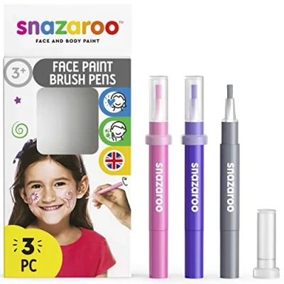 Abbildung von Snazaroo 1180141 Kinderschminke, Schminkstift mit Pinselspitze, 3 Farben Set Fantasie, rosa/lila/silber
