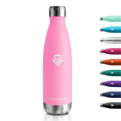 Abbildung von Thermosflasche 500ml, Trinkflasche Edelstahl BPA frei Isolierflasche, Thermoskanne Kohlensäure Geeignet, Auslaufsicher Wasserflasche für Schule, Sport, Fitness, Gym, Fahrrad, Camping, Jungs