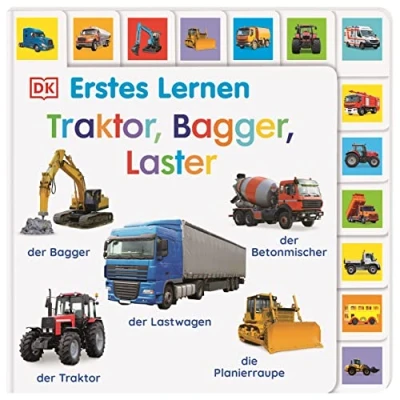 Abbildung von Erstes Lernen. Traktor, Bagger, Laster: Pappbilderbuch mit Griff Register und über 120 Fotos ab 1 Jahr