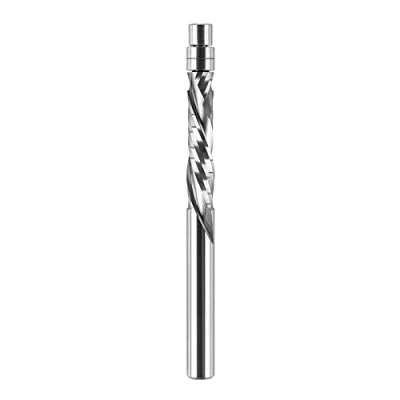 Abbildung von SpeTool Bündigfräser 6mm Schaft Kopierfräser für Oberfräse Up&amp;Down Kompressions VHM Spiralnutfräser Schnittbreite 28mm Spiralgenutet doppeltem Kugellager Unten zum Holzbearbeitung Zurechtschneiden