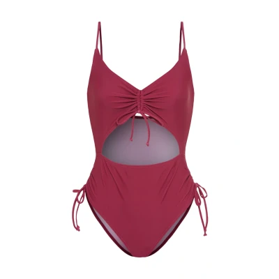 Abbildung von Lascana LSCN BY MIT Raffung Cutout Badeanzug, Damen, Größe: 34xC/D, Dark berry