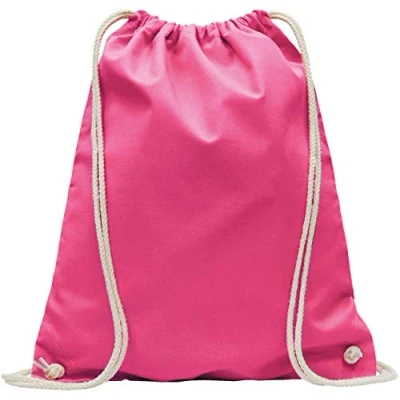 Abbildung von Baumwollbeutel 10 Stück 38x42cm Sportbeutel Rucksack Stofftasche Turnbeutel Bag, Beutel, Baumwollbeutel, Jutebeutel OEKO TEX® zertifiziert Stoffbeutel Einkaufsbeutel Gym zum bemalen (Pink)