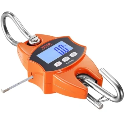 Abbildung von VEVOR Kranwaage 0,15 bis 400kg Digital Hängewaage lbs/kg/N Zugwaage 0,05kg Genauigkeit Wildwaage Industriewaage LCD Display Hängende Waage Mini tragbare mit integriertem 1 M Messband