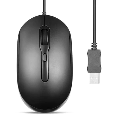 Abbildung von Perixx PERIMICE 222 Kabelgebundene Optische Maus, Verstellbare DPI 1200/1600/2000, Leiser klick, 1,8 m Kabel, Kompatibel mit Tablets Laptops PCs, Weiß (USB A, Schwarz)