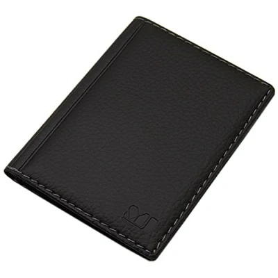 Abbildung von Elegantes Ausweisetui/Ausweishülle/Kreditkartenetui mit Kontrastnaht 4 Fächer MJ Design Germany Made in EU Designs (Design 2 / Schwarz)