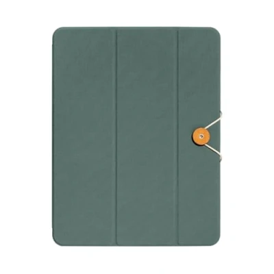 Abbildung von Native Union W.F.A iPad Folio Faltbarer Ständer und Abdeckung aus recycelten Materialien, kompatibel mit Air 13&quot;M2, Pro magnetischer Befestigung, Knopf Schnur Design (Schiefergrün)