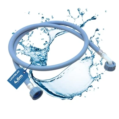 Abbildung von Lichtblau Zulaufschlauch Waschmaschine Geschirrspüler 2978 Anschluss Größe 4 m I 3/4 Zoll Winkel/Gerade inkl. Dichtung Wasserzulaufschlauch universell verwendbar Hersteller unabhängig