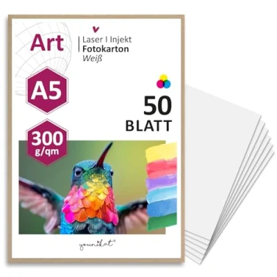 Abbildung von younikat 50er Set blanko Bastelkarton DIN A5 I 300 g/qm DIY Zum Selbstgestalten Basteln Malen Beschreiben Scrapbook ing, XL Postkarte, Einladungskarte falten dv_367
