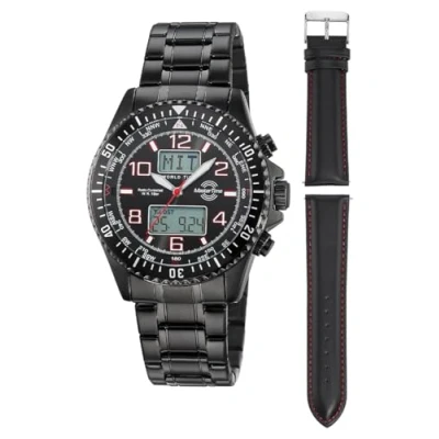 Abbildung von MASTER TIME Funkchronograph »Super Power«, (Set, 2 tlg., mit Wechselband), Quarzuhr, Armbanduhr, Herrenuhr, ideal auch als Geschenk