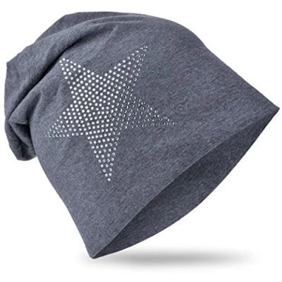 Abbildung von Miobo Kinder Slouch Beanie Mütze,Baumwolle,Strass Stern Anthrazit 48