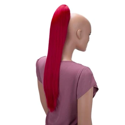 Abbildung von CAISHA 60cm Glatt Pferdeschwanz Mit Butterflyklammer Haarteil Zopf Hitzebeständig Haarverlängerung Rot H636