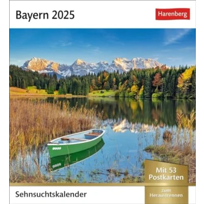 Abbildung von Bayern Sehnsuchtskalender 2025 Wochenkalender mit 53 Postkarten: Eine Rundreise durch bayrische Idylle. Postkarten in einem Foto Kalender zum ... (Sehnsuchtskalender Harenberg)