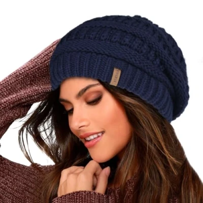 Abbildung von FURTALK Damen Beanie Mütze Warme Wintermütze mit Weichem Innenfutter Gefütterte Strickmütze
