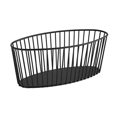 Abbildung von APS „Urban“ runder Metallgitter Korb, Stabiler Gitterkorb, (L x B H) 30 14 12 cm, Brotkorb, Obstkorb, Gemüsekorb, stapelbar, schwarz, spülmaschinengeeignet