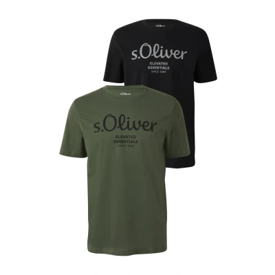 Abbildung von s.Oliver MIT Kurzarm UND Rundhalsausschnitt IM Doppelpack Tshirt print, Herren, Größe: Small, Schwarz