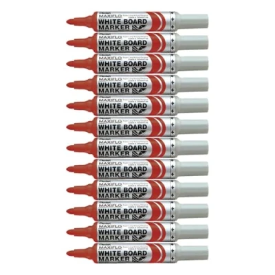Abbildung von Pentel Maxiflo Whiteboard Marker, konisch, breit, Braun, 12 Stück
