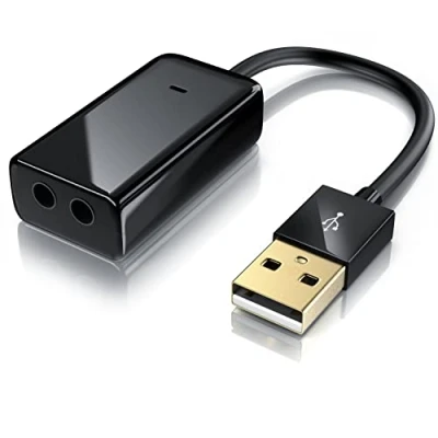 Abbildung von CSL Externe USB Soundkarte Klinke Adapter, 3D Stereo, auf Audio External Sound Card, kompatibel mit Windows, Linux und Mac, Schwarz