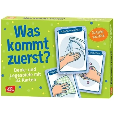 Abbildung von Was kommt zuerst?: Denk und Legespiele mit 32 Karten Begleitheft. Spielerisches Erlernen der chronologischen Reihenfolge. Konzentration üben &amp; ... von 3 bis 8 (Denk für Kinder)