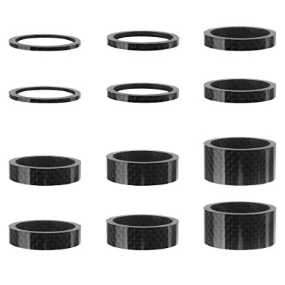 Abbildung von Kulannder 12Pcs Fahrrad Headset Spacer Vorbau Kit Bike Distanzscheiben Aluminium für Stamm 2mm 3mm 5mm 10mm 15mm,20mmx 2 (Schwarz)