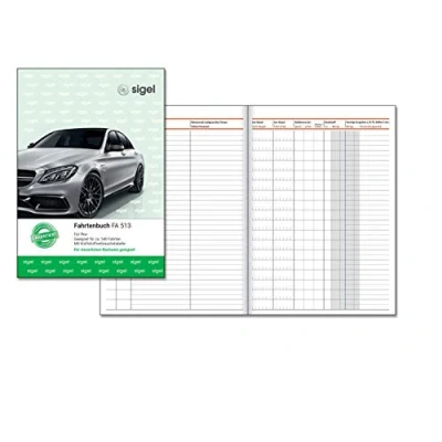 Abbildung von SIGEL FA513 Fahrtenbuch A5, 64 Seiten für Vielfahrer max. 540 Fahrten Deutschland und Österreich, vom Finanzamt anerkannt zur exakten Trennung geschäftlicher privater Fahrten.