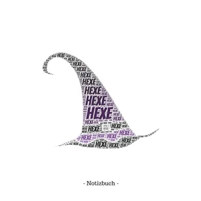 Abbildung von Hexe: Notizblock Notizbuch DIN A5, 120 Seiten Gepunket, dotted, punktkariert, dot grid Notizen, Termine, Planer, Tagebuch, Organisation Wortwolke Geschenk