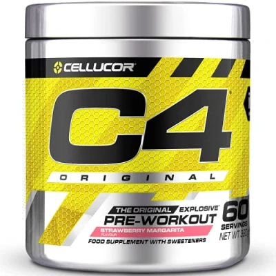 Abbildung von C4 Original Pre Workout Booster Getränkepulver für Energy Drink 150 mg Koffein + Beta Alanin Kreatin Monohydrat (Erdbeer Margarita, 60 Portionen)